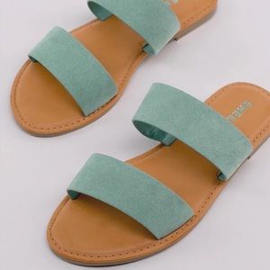 Double Band Open Toe Flats